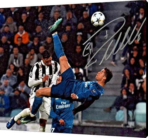 Canvas Wall Art:  Christiano Ronaldo Bicycle Kick Autograph Print Canvas - Soccer FSP - Canvas   