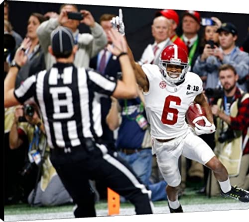 DeVonta Smith Floating Canvas Wall Art - Pointing Finger With Ref - Alabama Floating Canvas - College Football FSP - Floating Canvas   
