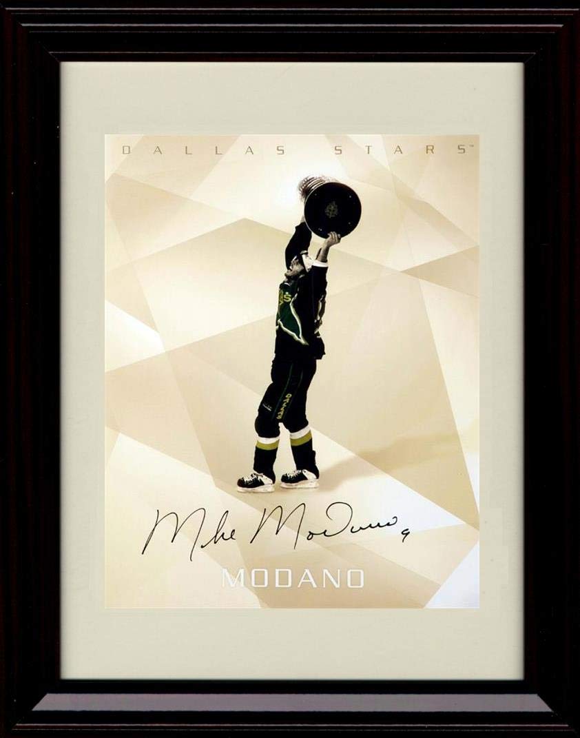 8x10 Framed Mike Modano Autograph Replica Print - Dallas Stars - 1999 Stanley Cup Framed Print - Hockey FSP - Framed   