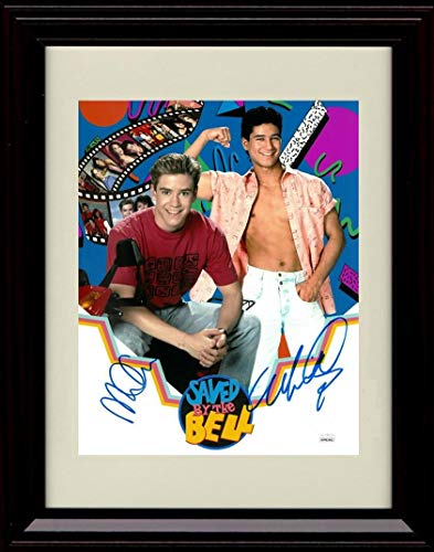 8x10 Framed Mario Lopez and Mark Paul Gosselaar - Saved By the Bell - Autograph Replica Print Framed Print - Television FSP - Framed   