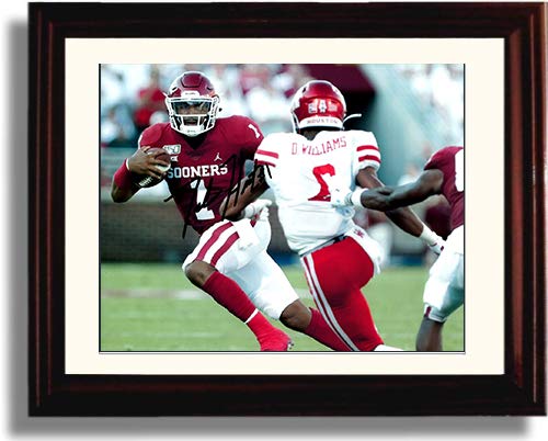 Unframed Jalen Hurts On The Run Oklahoma Sooners Autograph Replica Print Unframed Print - College Football FSP - Unframed   