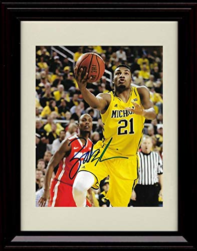 Framed 8x10 Zak Irvin - Driving the Lane - Autograph Replica Print - Michigan Wolverines Framed Print - College Basketball FSP - Framed   