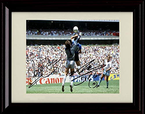 8x10 Framed Maradona - 1986 World Cup - Hand of God - Autograph Replica Print Framed Print - Soccer FSP - Framed   