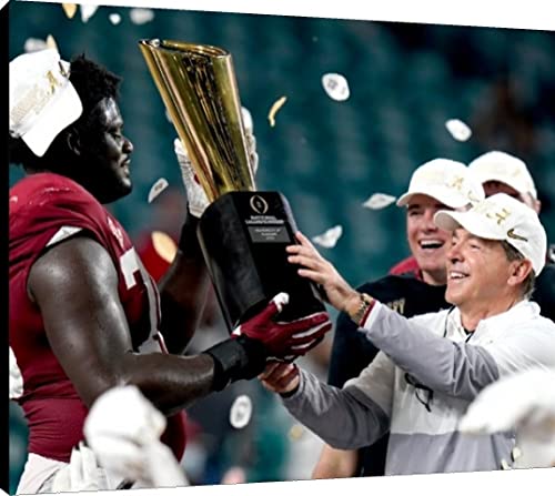 Nick Saban Floating Canvas Wall Art - 2020 Championship Trophy - Alabama Floating Canvas - College Football FSP - Floating Canvas   