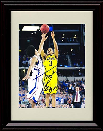 Framed 8x10 Trey Burke - Three Pointer Against Kansas - Autograph Replica Print - Michigan Wolverines Framed Print - College Basketball FSP - Framed   