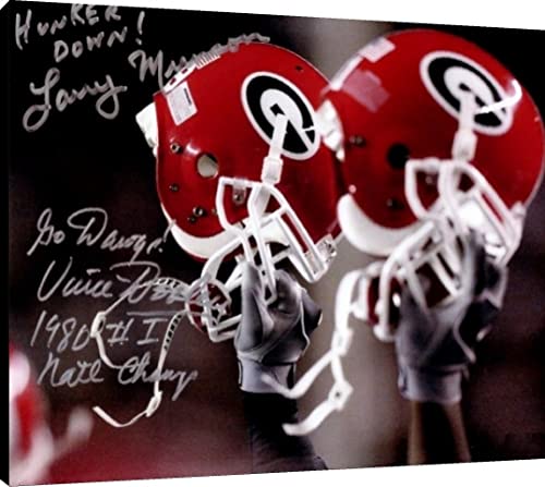 Vince Dooley & Larry Munson Floating Canvas Wall Art - Helmets Raised - Georgia Football Floating Canvas - College Football FSP - Floating Canvas   