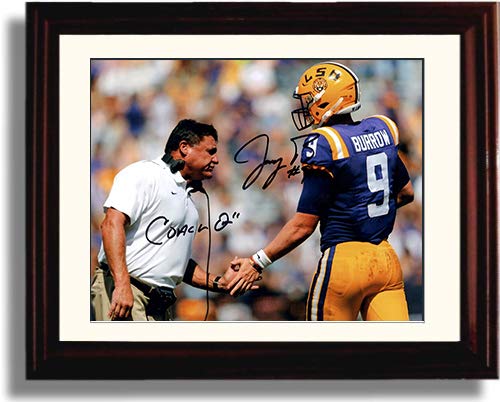 Unframed LSU Tigers Joe Burrow and Ed Orgeron - Champions - Autograph Replica Print Unframed Print - College Football FSP - Unframed   