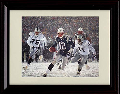 8x10 Framed Tom Brady - Tuck Rule Snow Game - Autograph Replica Print Framed Print - Pro Football FSP - Framed   