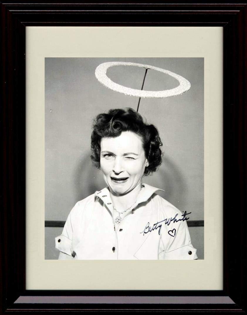 8x10 Framed Betty White Autograph Replica Print - Heart Black and White Framed Print - Television FSP - Framed   