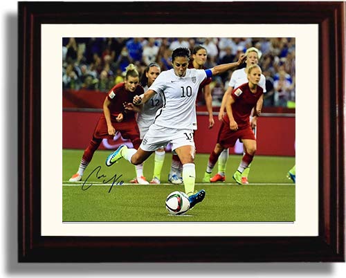 8x10 Framed Carli Lloyd Taking The Shot US Women's Soccer Autograph Replica Print Framed Print - Soccer FSP - Framed   