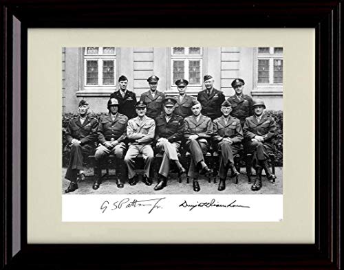 8x10 Framed Generals Patton and Eisenhower - V Day - Autograph Replica Print Framed Print - History FSP - Framed   