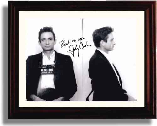 8x10 Framed Johnny Cash Mugshot Autograph Promo Print Framed Print - Music FSP - Framed   