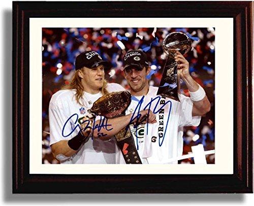 8x10 Framed Aaron Rodgers & Clay Matthews- Green Bay Packers "Championship Belt & Trophy" Autograph R... Framed Print - Pro Football FSP - Framed   