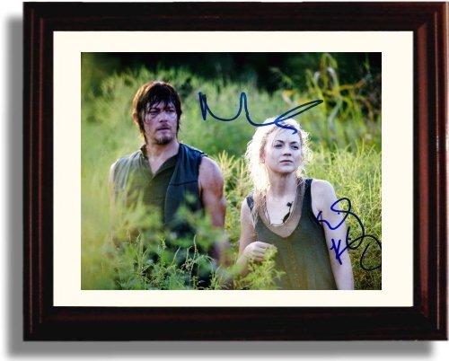 8x10 Framed Walking Dead Autograph Promo Print - Norman Reedus and Emily Kinney Framed Print - Television FSP - Framed   