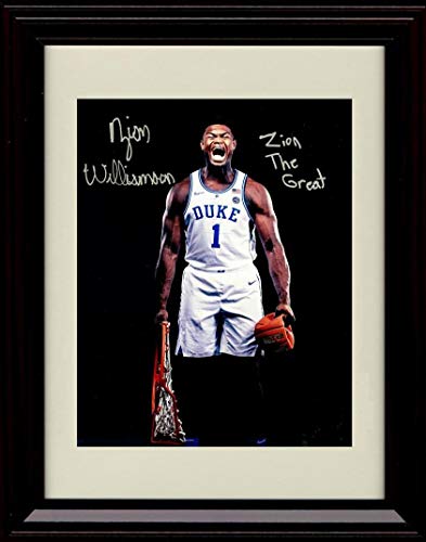 Framed 8x10 Zion Williamson Autograph Promo Print - Zion The Great - Duke Blue Devils Framed Print - College Basketball FSP - Framed   