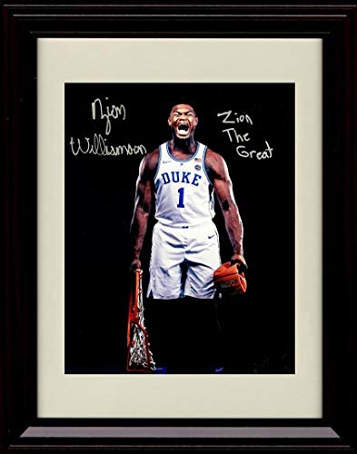 Framed 8x10 Zion Williamson Autograph Promo Print - Zion The Great - Duke Blue Devils Framed Print - College Basketball FSP - Framed   