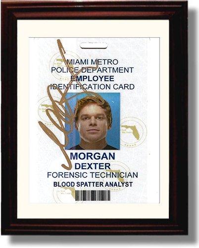8x10 Framed Dexter Hospital Badge - Michael C Hall Autograph Promo Print Framed Print - Television FSP - Framed   