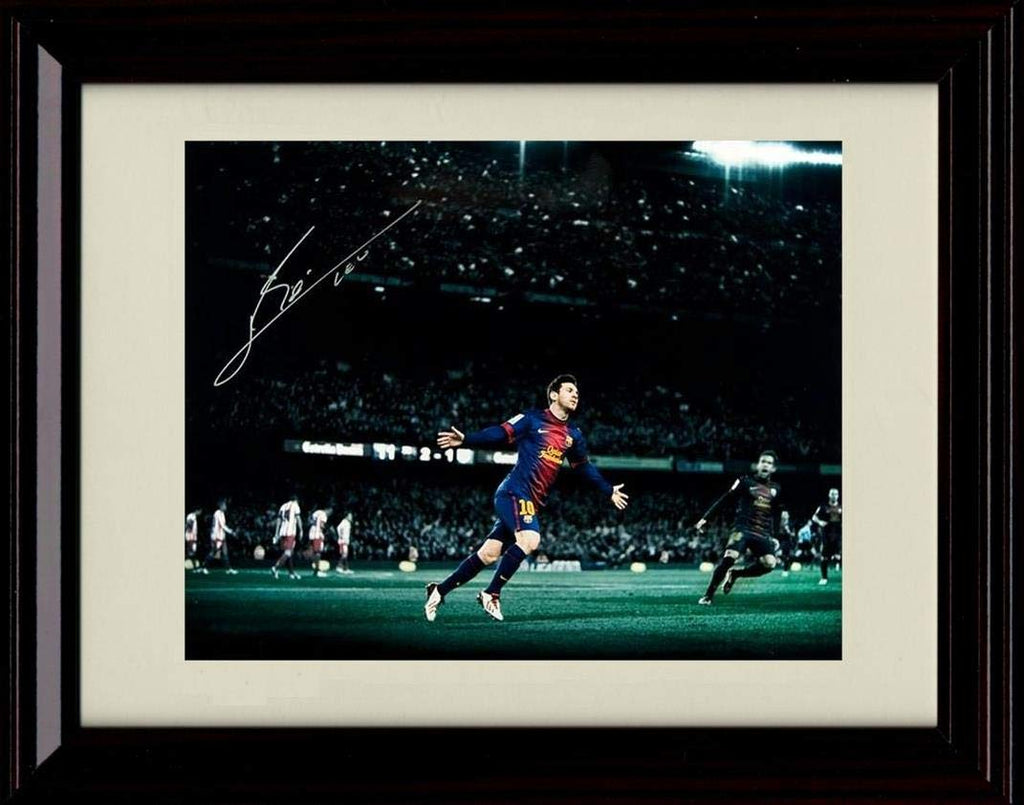 16x20 Framed Lionel Messi Autograph Replica Print - Dark Background Gallery Print - Soccer FSP - Gallery Framed   