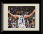 8x10 Framed Dirk Nowitzki Autograph Replica Print - Arms Raised - Mavericks Framed Print - Pro Basketball FSP - Framed   