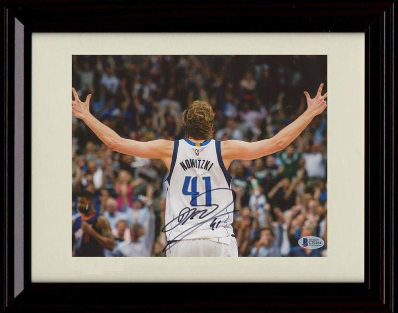 Unframed Dirk Nowitzki Autograph Replica Print - Arms Raised - Mavericks Unframed Print - Pro Basketball FSP - Unframed   