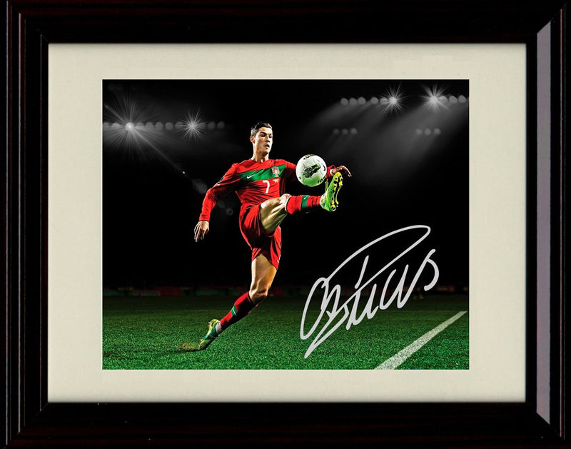 8x10 Framed Cristiano Ronaldo - Red Jersey Autograph Promo Print Framed Print - Soccer FSP - Framed   