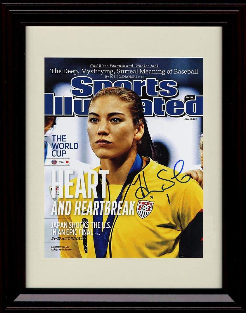 8x10 Framed Hope Solo Autograph Replica Print - Sports Illustrated Heart and Heartbreak Framed Print - Soccer FSP - Framed   
