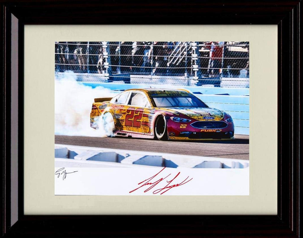 Framed Joey Logano Autograph Replica Print - Burnout Framed Print - NASCAR FSP - Framed   