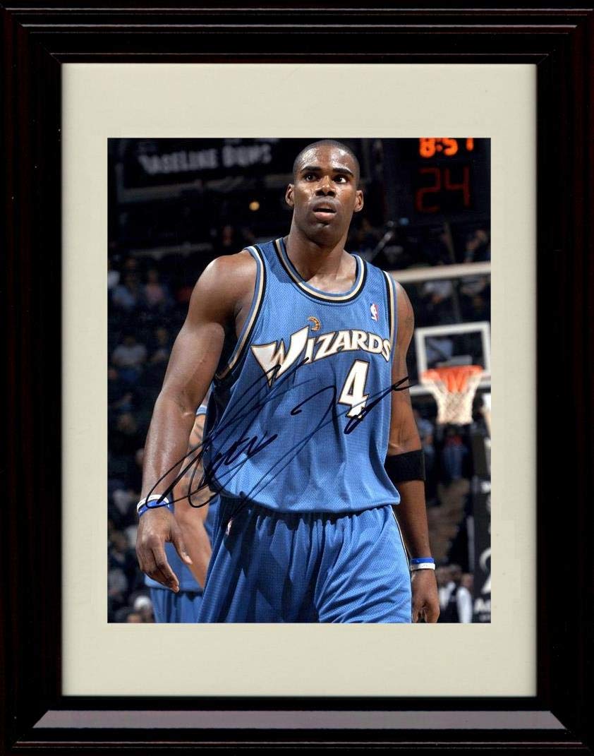 8x10 Framed Antawn Jamison Autograph Replica Print - Walking up The Court - Wizards Framed Print - Pro Basketball FSP - Framed   