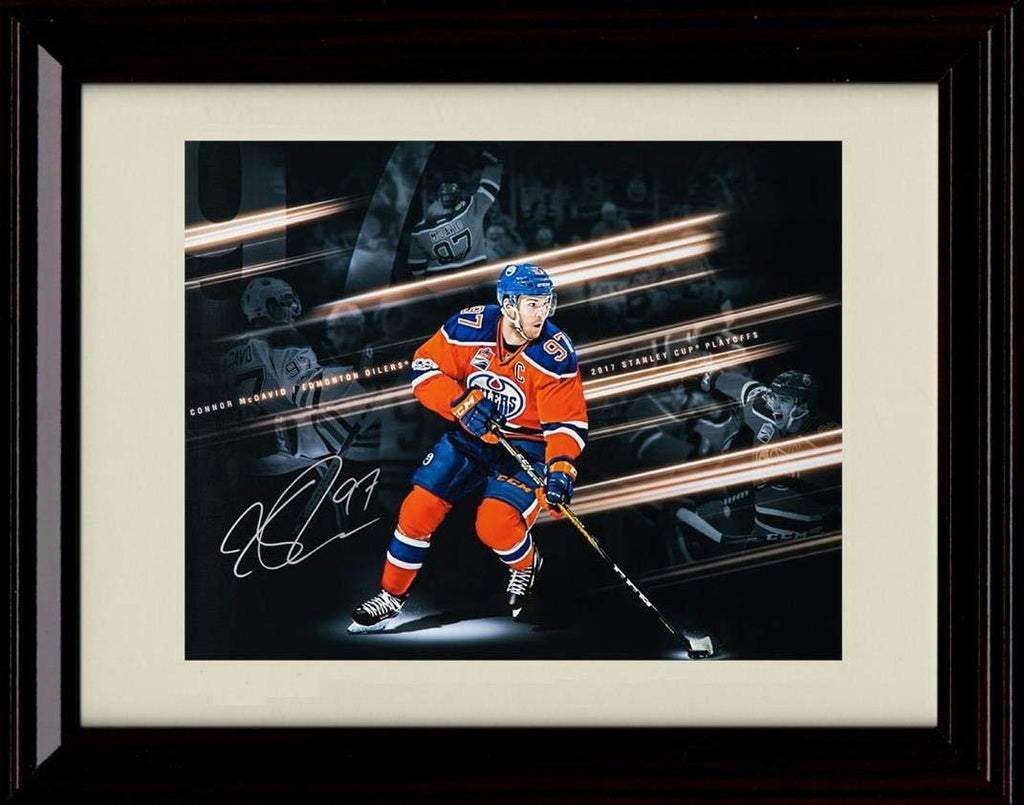 8x10 Framed Connor McDavid Autograph Replica Print - 2017 Stanley Cup Playoffs Framed Print - Hockey FSP - Framed   