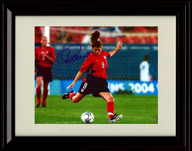 8x10 Framed Mia Hamm Autograph Replica Print - Kicking Framed Print - Soccer FSP - Framed   