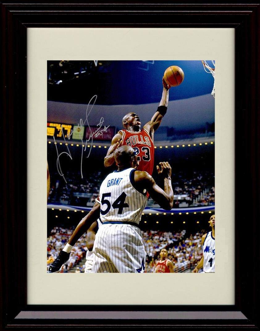 8x10 Framed Horace Grant Autograph Replica Print - Jump Shot Tongue Out - Chicago Bulls Framed Print - Pro Basketball FSP - Framed   