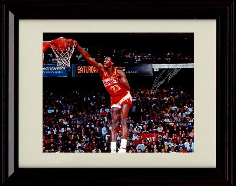 16x20 Framed Dominique Wilkins Autograph Replica Print - Human Highlight Reel Dunking - Hawks Gallery Print - Pro Basketball FSP - Gallery Framed   