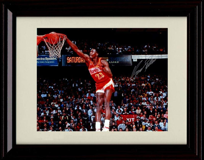 8x10 Framed Dominique Wilkins Autograph Replica Print - Human Highlight Reel Dunking - Hawks Framed Print - Pro Basketball FSP - Framed   
