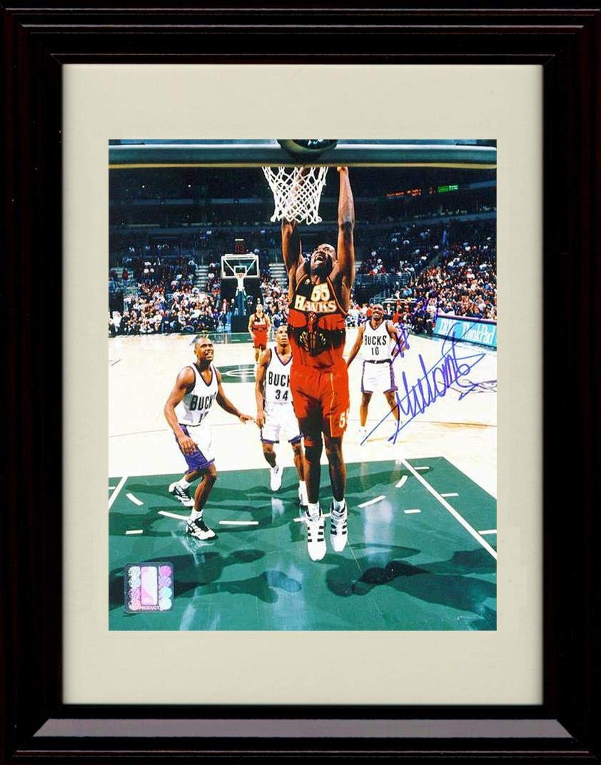 8x10 Framed Dikembe Mutombo Autograph Replica Print - Jump Shot - Hawks Framed Print - Pro Basketball FSP - Framed   