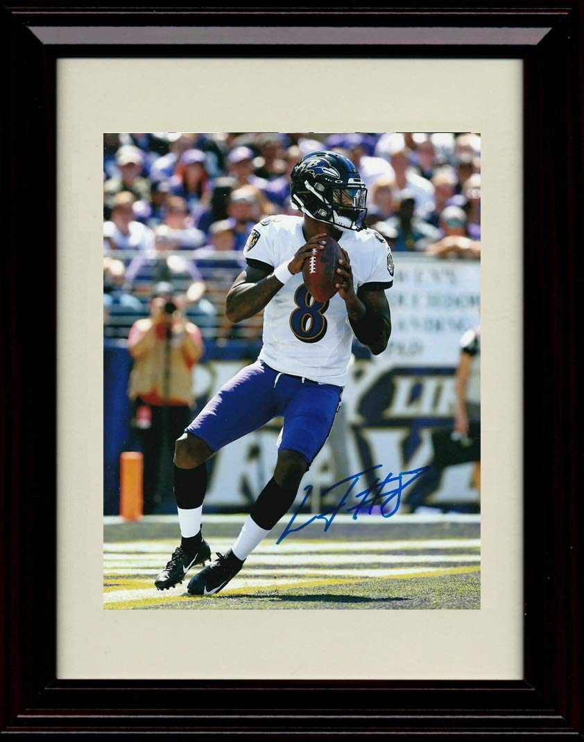 8x10 Framed Lamar Jackson Autograph Replica Print - in The Pocket Framed Print - Pro Football FSP - Framed   