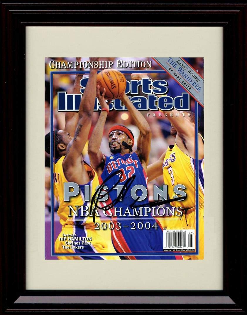 Framed Rip Hamilton Autograph Replica Print - Sports Illustrated NBA Champions 2003 2004 - Detroit Pistons Framed Print - Pro Basketball FSP - Framed   