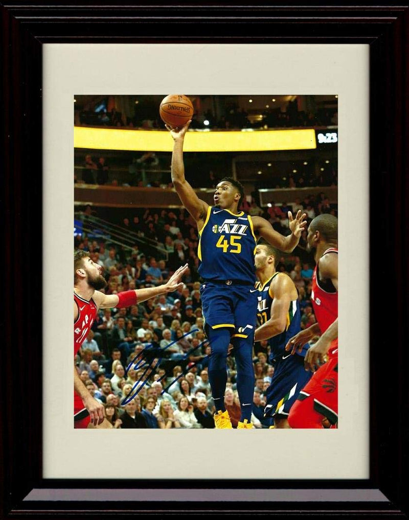 8x10 Framed Donovan Mitchell Autograph Replica Print - in The Air with Ball - Utah Jazz Framed Print - Pro Basketball FSP - Framed   