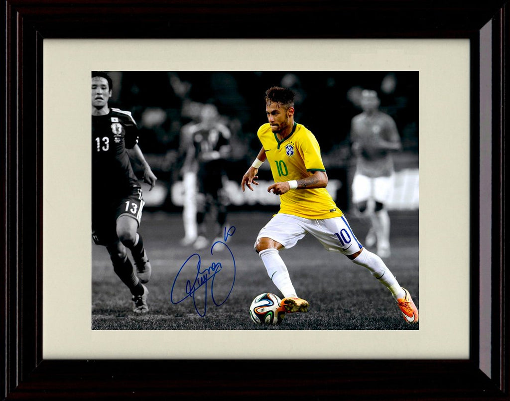 8x10 Framed Neymar Autograph Replica Print - Team Brazil Forward Framed Print - Soccer FSP - Framed   
