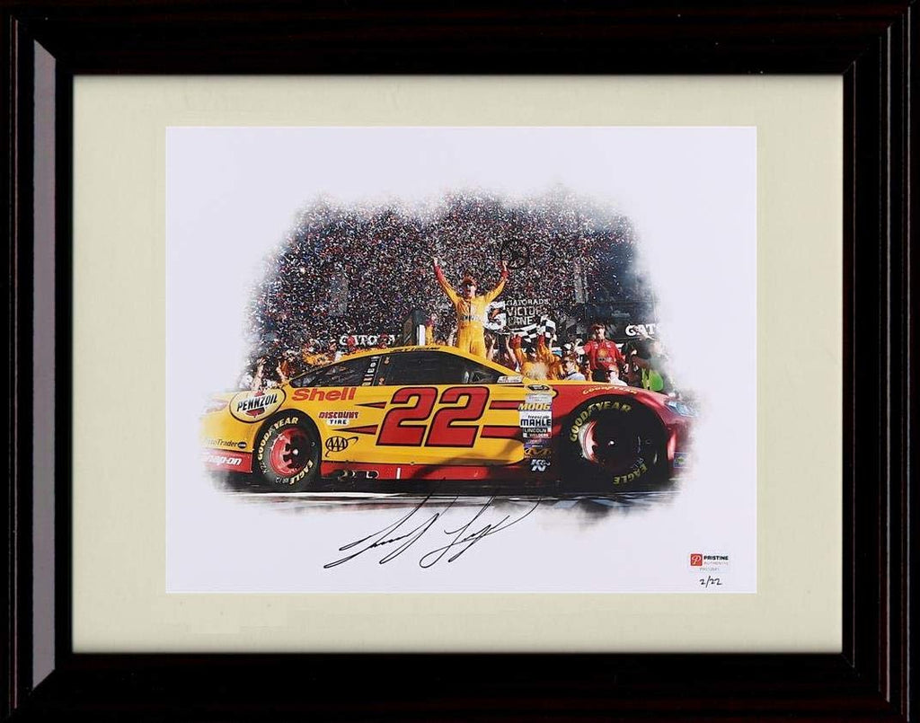 8x10 Framed Joey Logano Autograph Replica Print - Daytona 500 Win Victory Lane Framed Print - NASCAR FSP - Framed   