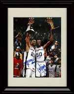 Unframed Tim Duncan and David Robinson Autograph Replica Print - Celebration Holding Trophy - Spurs Unframed Print - Pro Basketball FSP - Unframed   