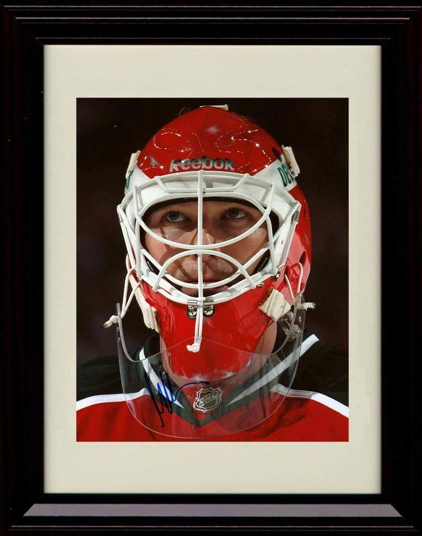8x10 Framed Martin Brodeur Autograph Replica Print - New Jersey Devils - Close Up with Helmet Framed Print - Hockey FSP - Framed   