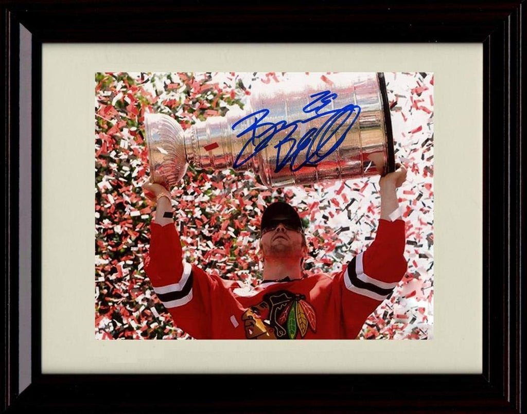 8x10 Framed Bryan Bickell Autograph Replica Print - Chicago Blackhawks - Holding Trophy Framed Print - Hockey FSP - Framed   