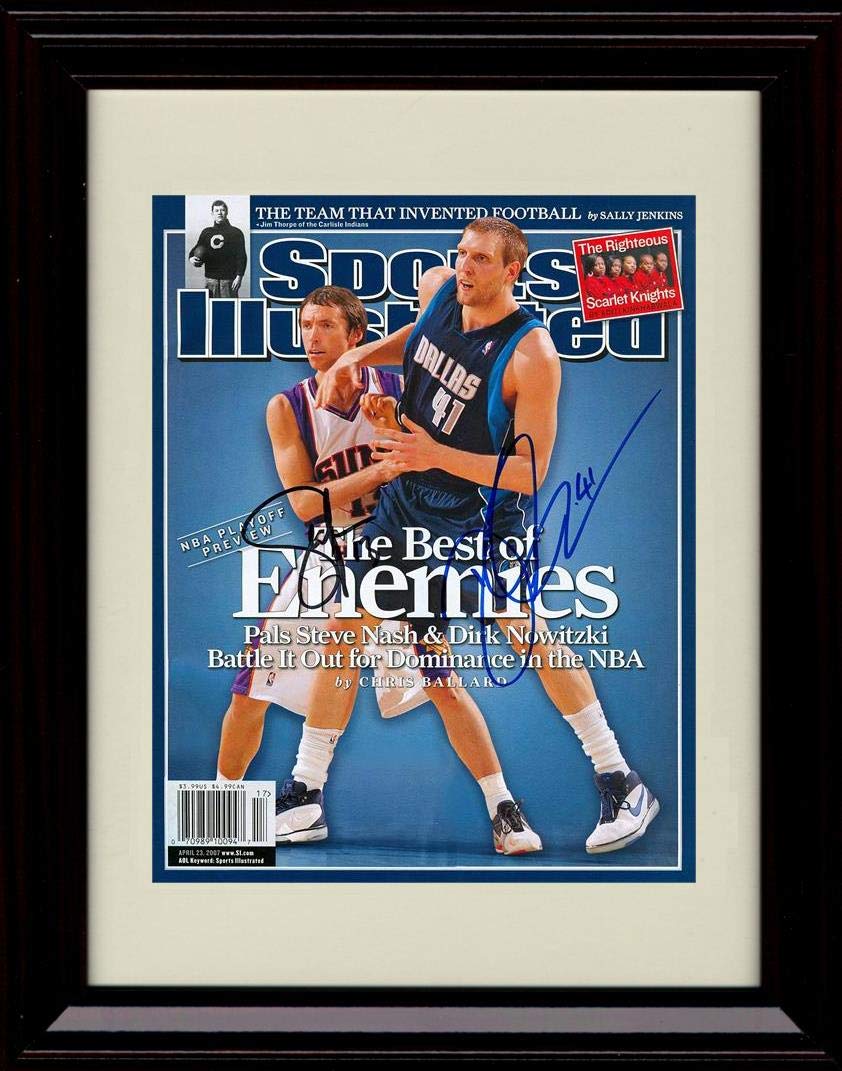 Framed Nash Nowitzki Autograph Replica Print - Sports Illustrated The Best of Enemies - Dallas Framed Print - Pro Basketball FSP - Framed   