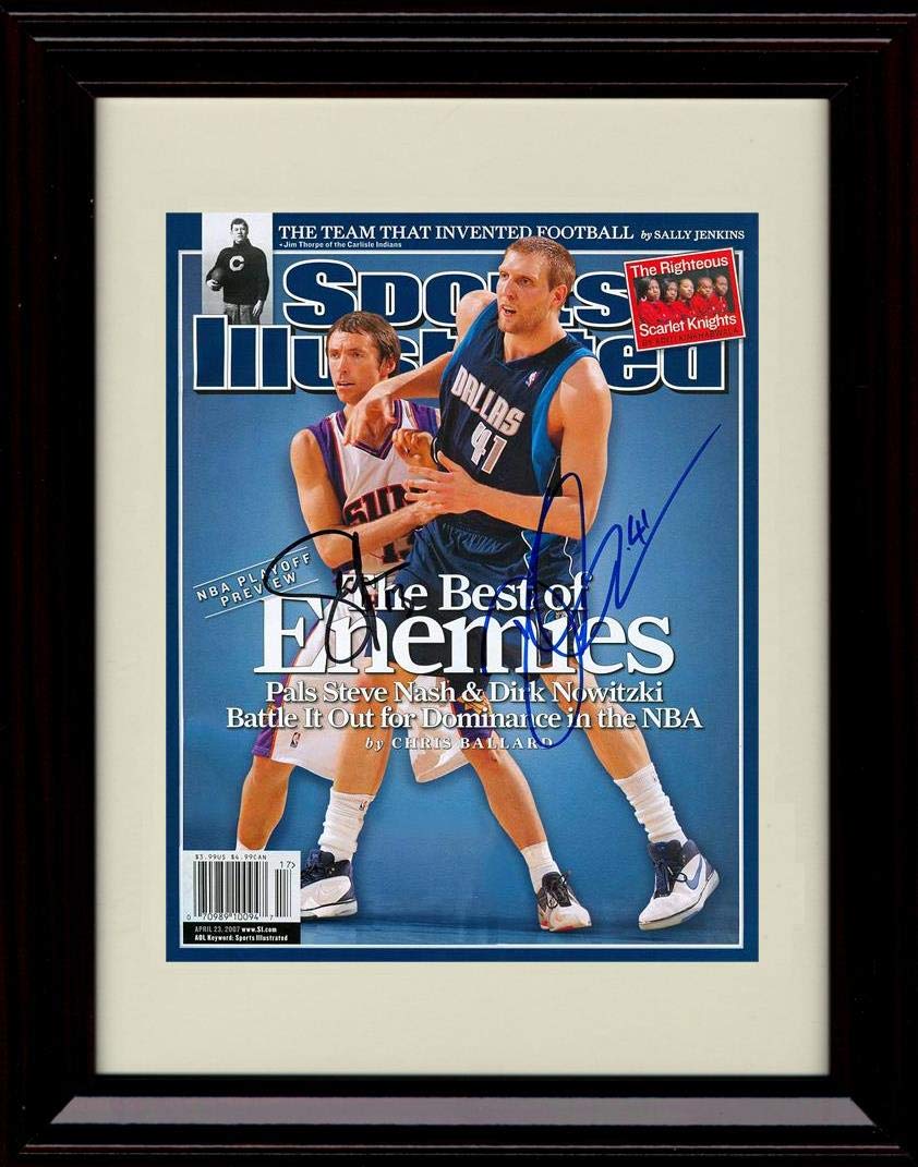 8x10 Framed Nash Nowitzki Autograph Replica Print - Sports Illustrated The Best of Enemies - Dallas Framed Print - Pro Basketball FSP - Framed   
