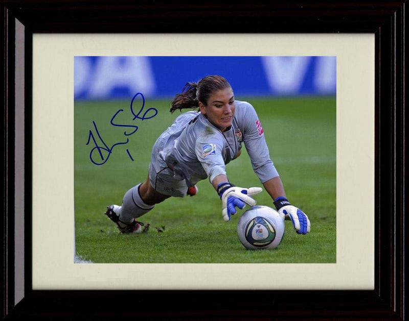 16x20 Framed Hope Solo Autograph Replica Print - Leaping for Ball Gallery Print - Soccer FSP - Gallery Framed   