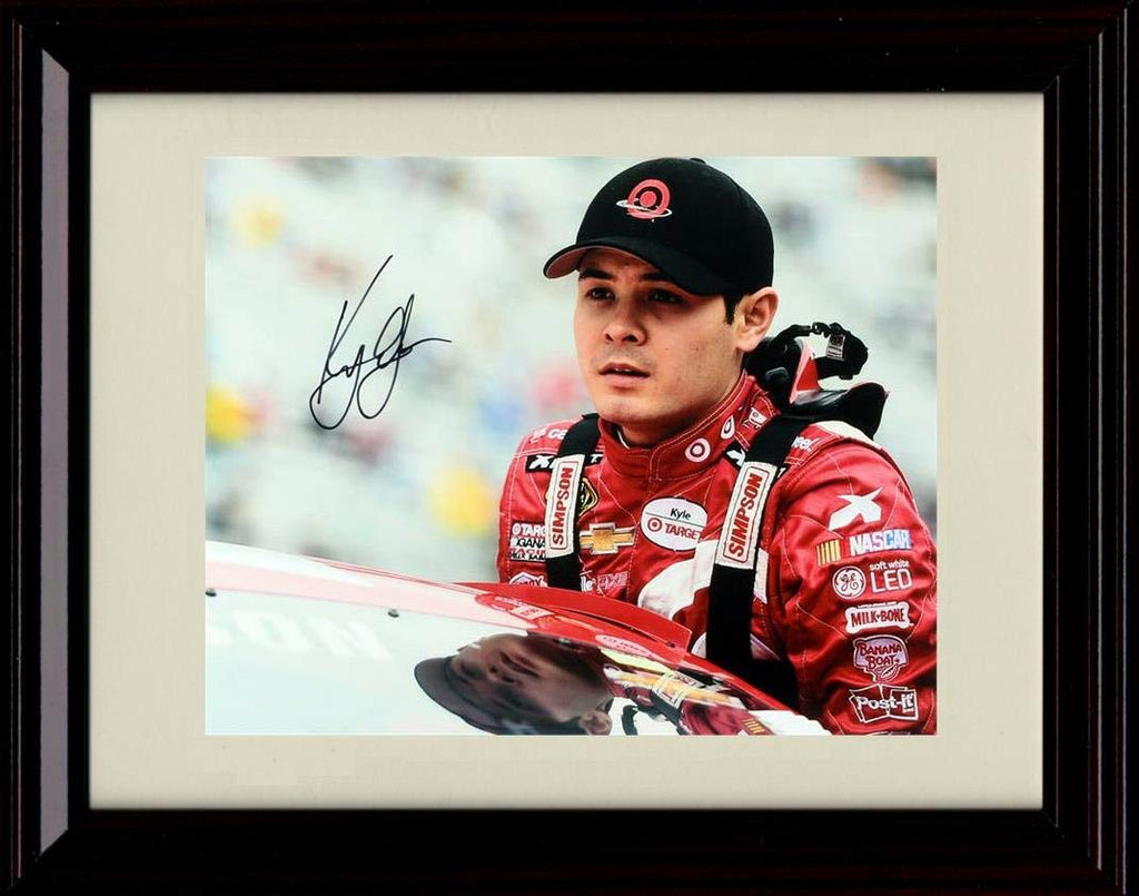 8x10 Framed Kyle Larson Autograph Replica Print - Target Black Hat Framed Print - NASCAR FSP - Framed   