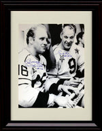 8x10 Framed Bobby Hull and Gordie Howe Autograph Replica Print Framed Print - Hockey FSP - Framed   