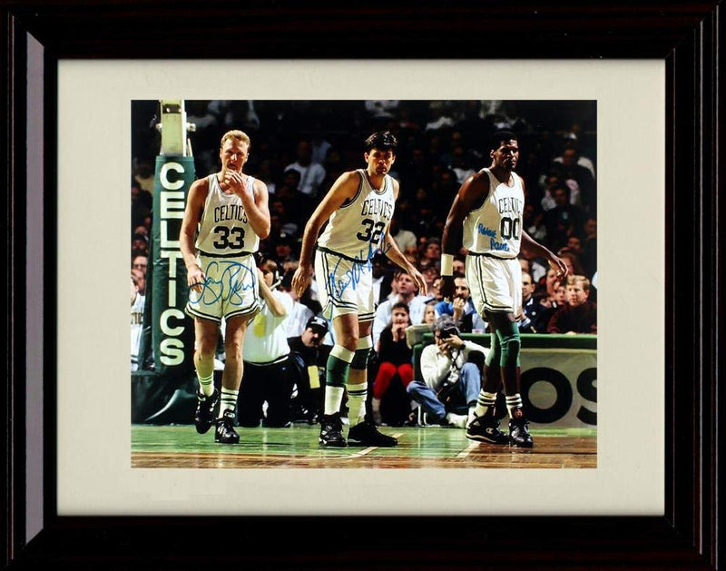 8x10 Framed Larry Bird, Kevin McHale and Robert Parish Autograph Replica Print - Celtics Framed Print - Pro Basketball FSP - Framed   