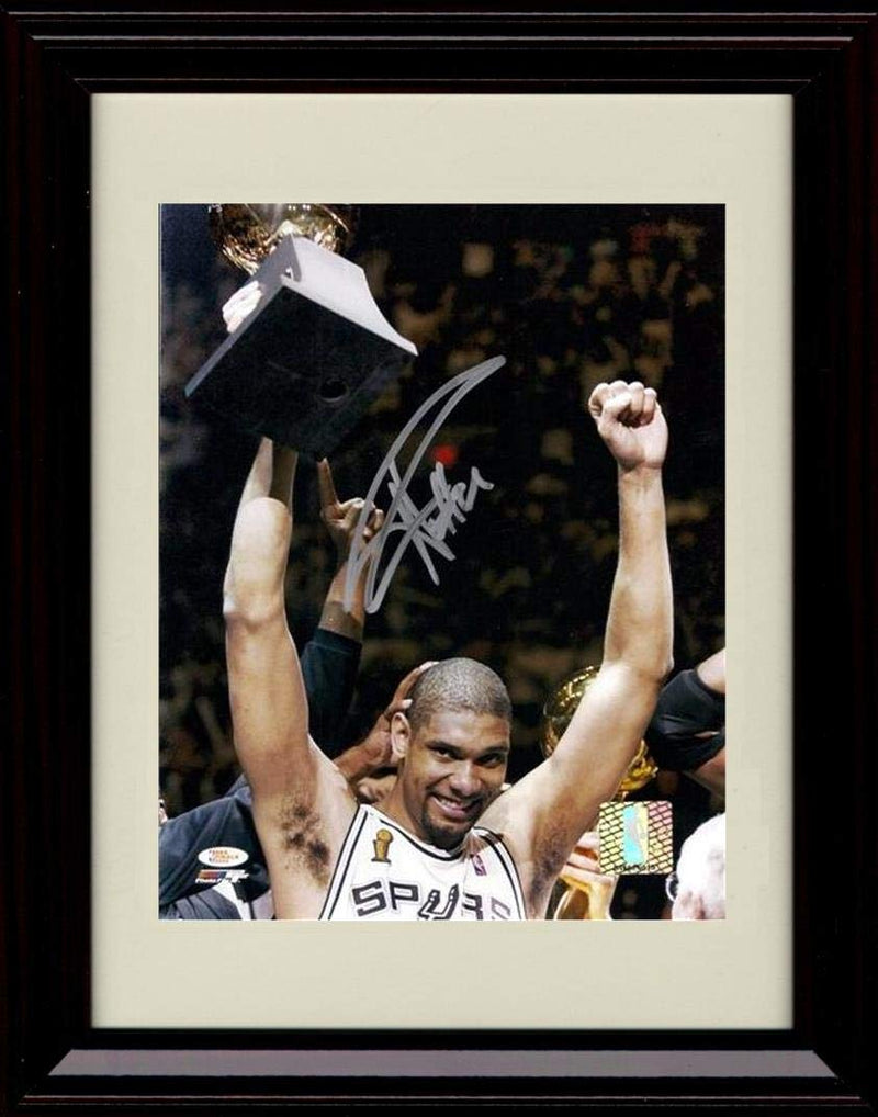 Unframed Tim Duncan Autograph Replica Print - Arms Up with Trophy - Spurs Unframed Print - Pro Basketball FSP - Unframed   