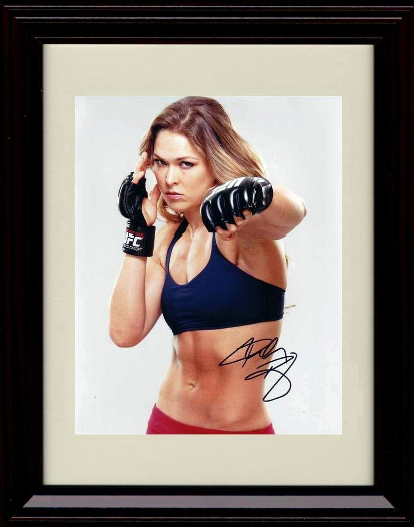 8x10 Framed Ronda Rousey Autograph Replica Print - Blue and Red Outfit Framed Print - Other FSP - Framed   